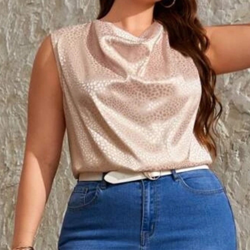 Jacquard Satin Print Sleevless Blouse 2X - NWOT